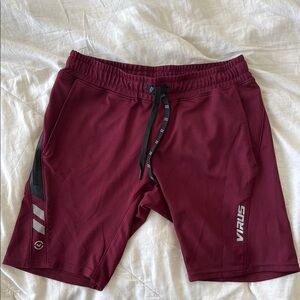 Virus Red Athletic Shorts with Elastic Waistband